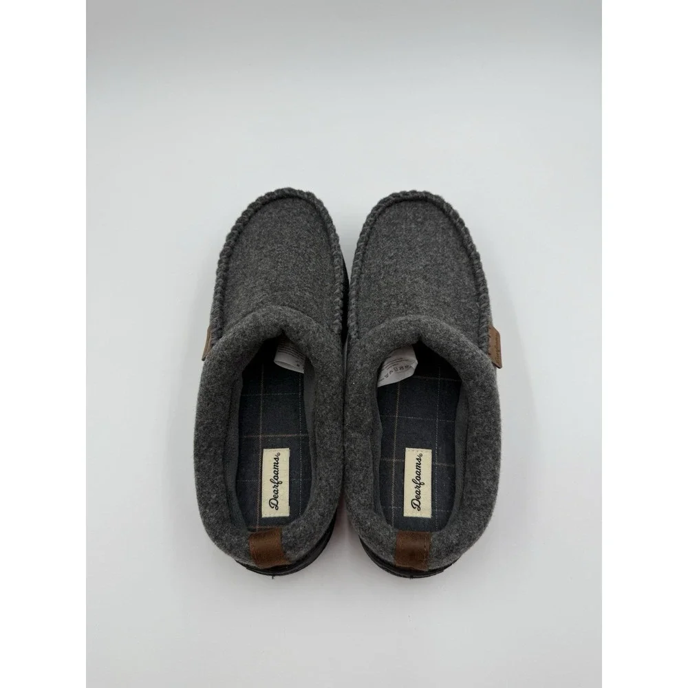 Dearfoams Dark Gray Wool Blend Memory Foam No Sweat Slippers‎ Men’s US 9/10
